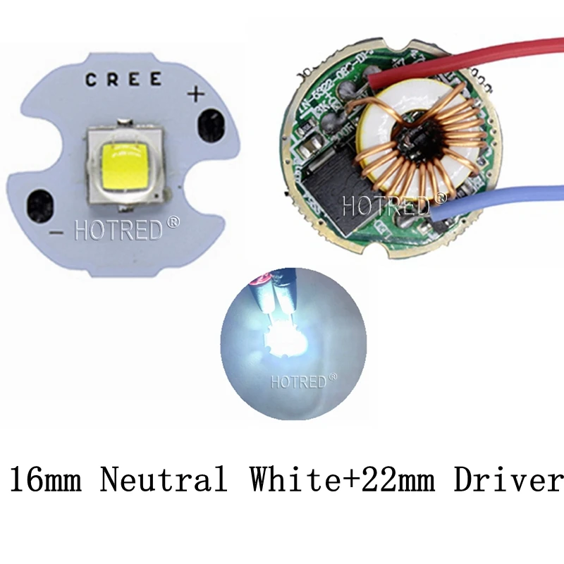 10 Вт Cree XM-L2 T6 XML2 T6 светодиодный светильник 20 мм PCB белый теплый белый нейтральный белый+ 22 мм 5 режимов 3-12 в драйвер для DIY фонарь светильник-вспышка