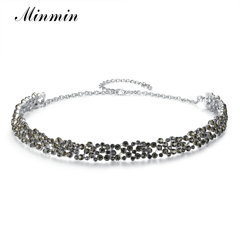 Minmin New Design Simple Black Crystal Necklace for Women Rhinestone Choker Fashion Jewelry Christmas Gift Party MXL126 | Украшения и