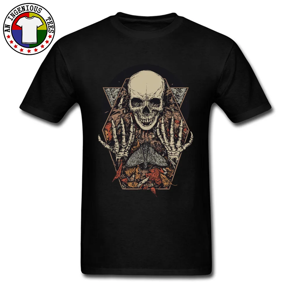 Group Skeleton Skull O Neck T-shirts Summer/Autumn T Shirt Short Sleeve for Men Funny Pure Cotton Street T-Shirt Skeleton Skull black