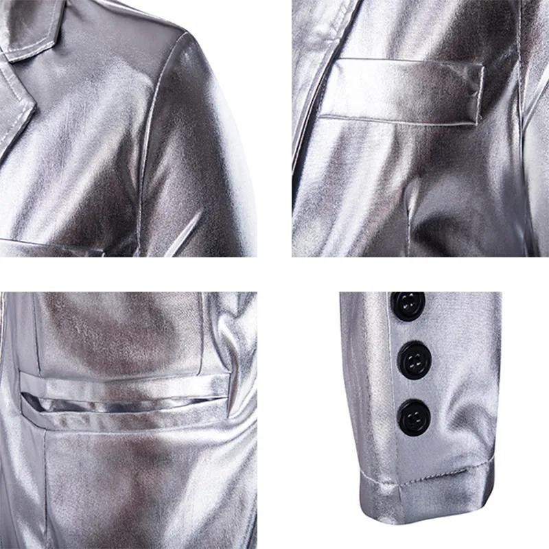 Autumn Winter Male Jacket Suit Classic Party Suits Men Golden Suit Blazer Performance Suit Outwear Costume Nightclub Slim Fit