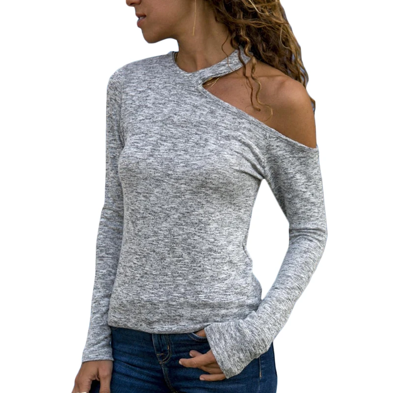 

Women Knitted Sweater 2019 Off Shoulder Casual Pullover Sweaters Long Sleeve Fashion Halter Sexy Slim Sweater Ladies Jumpers