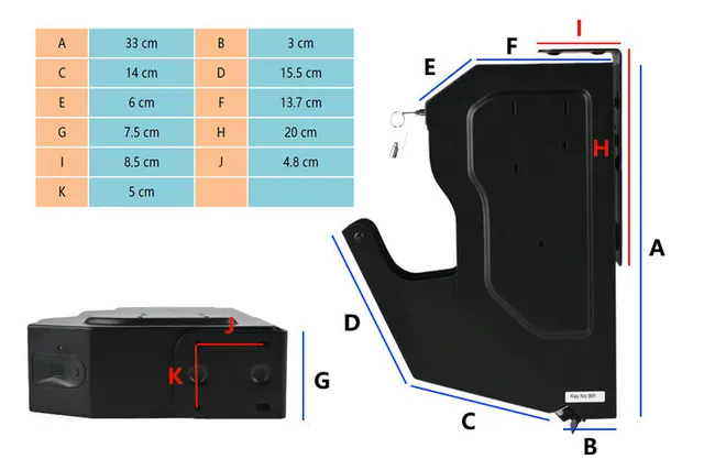 Cassaforte Pistola Biometrica - Impronta Digitale, PIN, Chiave, Porta Scorrevole, Acciaio Anti-Scasso - Foto 3