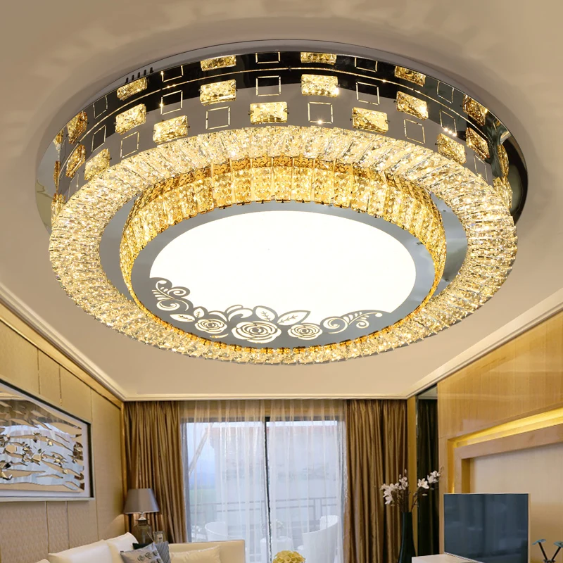 

Crystal living room lamp simple modern atmosphere roses bedroom lights romantic warm creative round led ceiling lamp led fixture