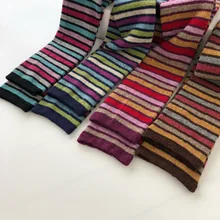 Высокие сапоги-трубы выше колена из кроличьей шерсти; вязаные гетры; Модные женские зимние гетры радужной расцветки; 1 пара; Прямая поставка
