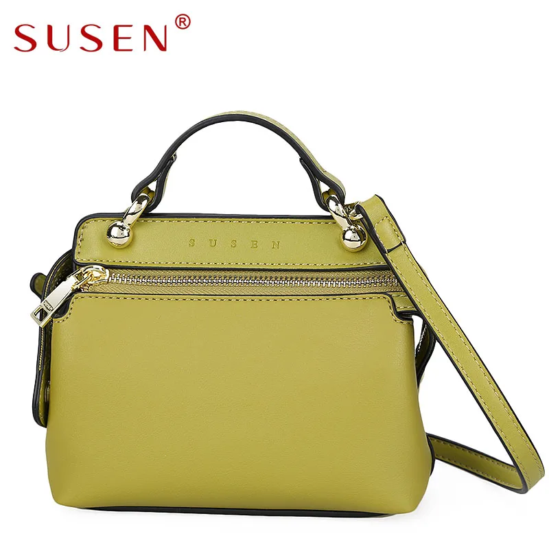 SUSEN 2017 new soild zipper fashion women bag candy colors pu leather