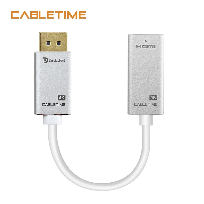 

Cabletime DP To HDMI Converter Adapter M/F 4K 30HZ Display Port To HDMI Adaptor for Macbook HDTV Projector Camera Monitor N166
