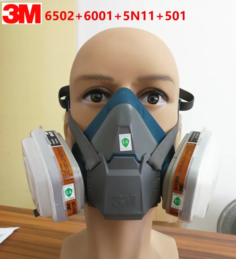 3M 6502 7pcs suit Half Facepiece silicone Respirator Medium size Painting Spraying Face Gas Mask