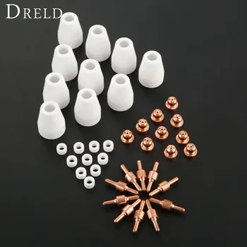 

DRELD 40pcs/set Extended Electrode Tips Nozzle Shield Cup Gas Ring for PT-31 LG-40 Plasma Cutting Torch Machine Consumables Kits