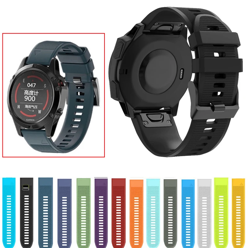 

26 22MM Quick Release Easy Fit Silicone Watch Wrist band Strap for Garmin Fenix 5X 5 5X Plus 3 3HR S60 D2 MK1 Quatix 3 Watchband