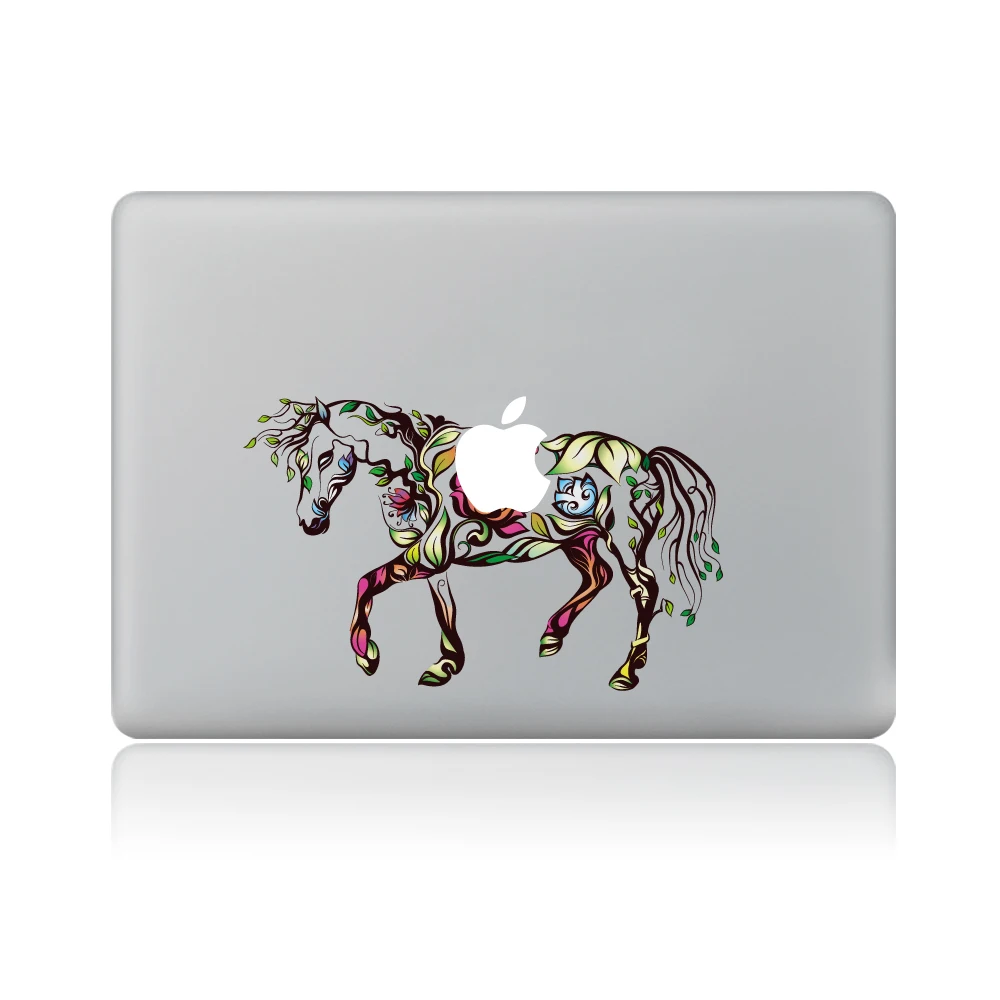 Цветок ЛОШАДЬ Виниловая наклейка для ноутбука Стикеры для MacBook Pro Air 13 дюймов мультфильм ноутбук кожи основа для Mac Book