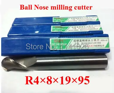 

Free Shipping 5PCS 2Flute R4 Ball mills Milling tools Ball end mills CNC tools HSS & Aluminium R4*8*19*95mm