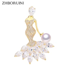ZHBORUINI натуральная брошь с пресноводным жемчугом Простой Круглый Золотой много жемчуга брошь шпильки жемчужные ювелирные изделия для женщин аксессуары