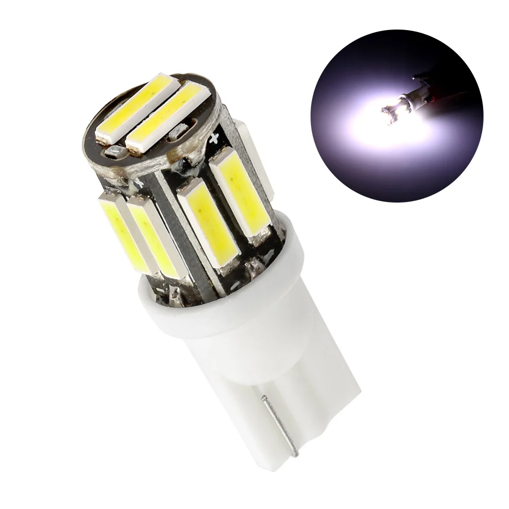 1 шт. W5W 10SMD 7020 SMD автомобильный T10 светодиодный 194 168 Клин сменный обратный приборная панель лампы белые лампочки для габаритных огней