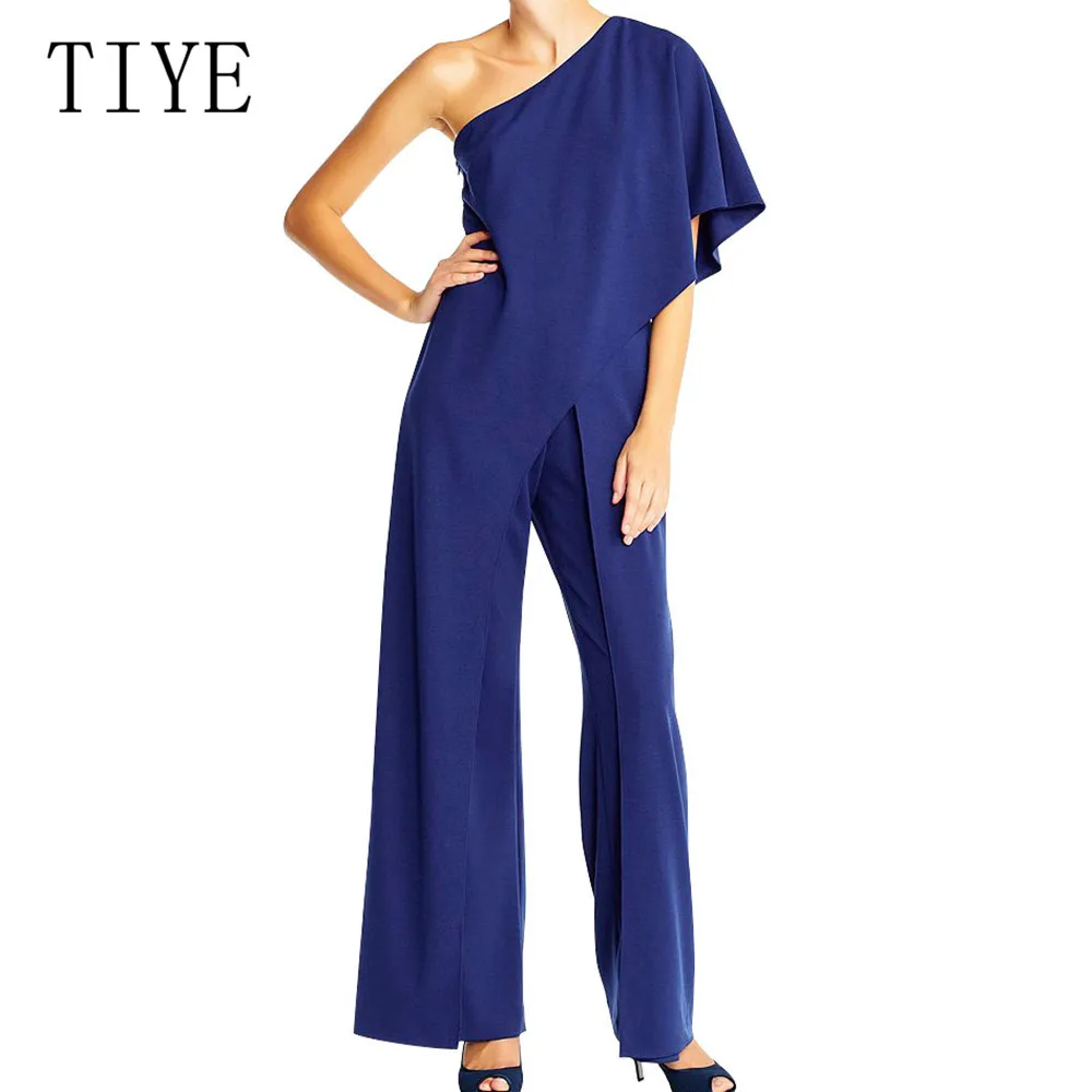 

TIYE Sexy Strapless One Shoulder Hollow Out Elegant Playsuit Summer Formal Bridesmaid Party High Waist Wide Leg Femme Jumpsuits