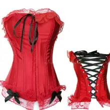 Сексуальное женское белье, Женский атласный баскский корсет на шнуровке, черный A018, размер S-5XL