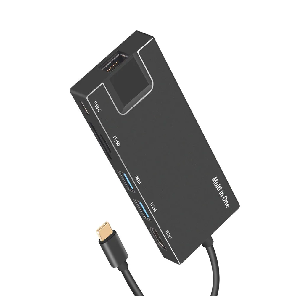 USB C к Type 8 в 1 3 0 HDMI 4K RJ45 Ethernet адаптер Micro SD TF кардридер концентратор зарядное