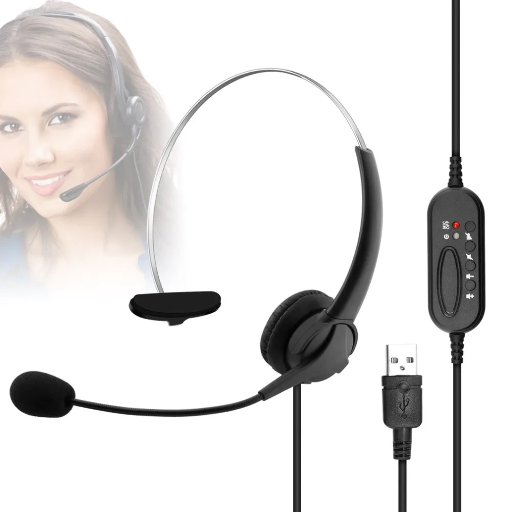 USB Earphones Handsfree Headphones With Mic Headset Noise Cancelling Adjustable Call For Gaming