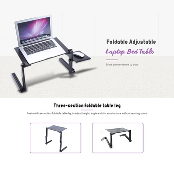 

Foldable Adjustable Laptop Bed PC Table Stand Lap Computer Notebook Desk Notebook Tray Table Desk Stand With Mouse Pad For Sofa