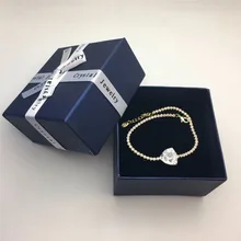 Год Bijoux Рождественский подарок ювелирных изделий с коробкой уникальный геометрический браслет с кристаллом от Swarovski для женщин