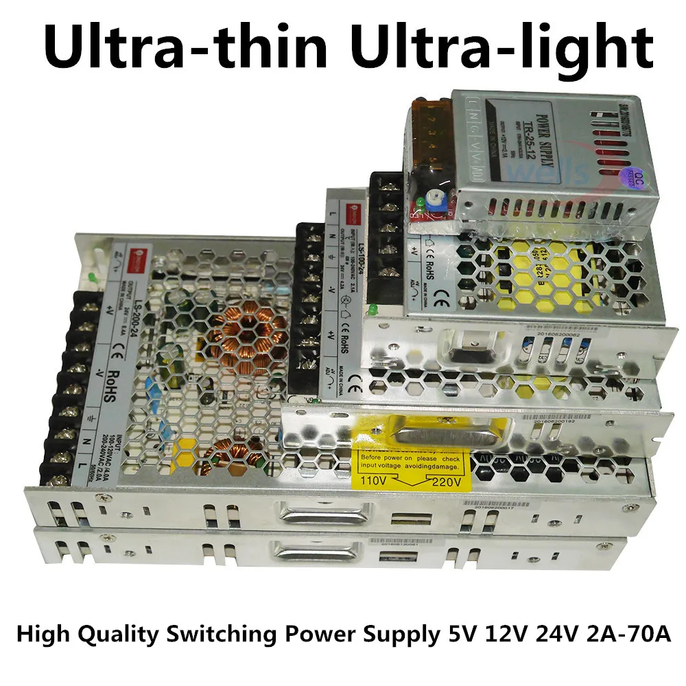 Светодиодный 12 V 24 постоянного тока до 2A 4A 8A 10A 14A 16A 20A 29A блок питания трансформатор