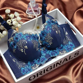 

Gathered to adjust the type of embroidery bra to receive breast milk U-shaped sexy underwear sexy ladies installed deep V 1271 #