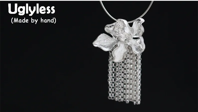 Uglyless Real S990 Silver Fine Jewelry for Women Exaggerated Big Size Flower Pendant Necklace without Chain Chains Tassel Bijoux Uglyless Real S990 Silver Fine Jewelry for Women Exaggerated Big Size Flower Pendant Necklace without Chain Chains Tassel Bijoux