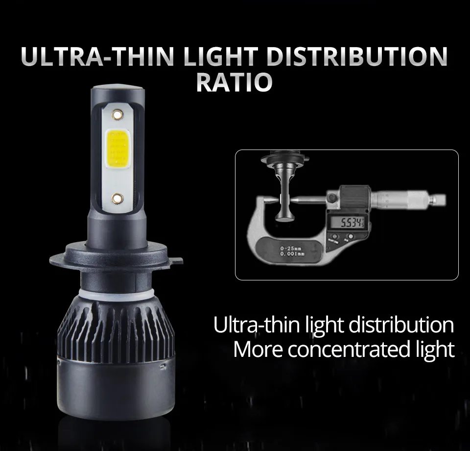 Aceersun H7 LED Bulb Car Headllight H4 LED H1 H11 9005 72W Fog Light 12V 24V Auto Headlamp Lamps 8000LM 6500K Car mini cob chip (4)