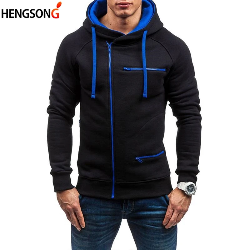 

2019 Autumn Clothing Fleece Sweatshirts for Men Slim Hooded Jackets Long Sleeve Coats and Outerwear Casual Sweatshirts