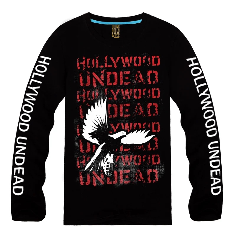 

4 kinds vintage HOLLYWOOD UNDEAD Rock long sleeve Brand black shirt mma fitness Metal Cotton streetwear skateboard Customize