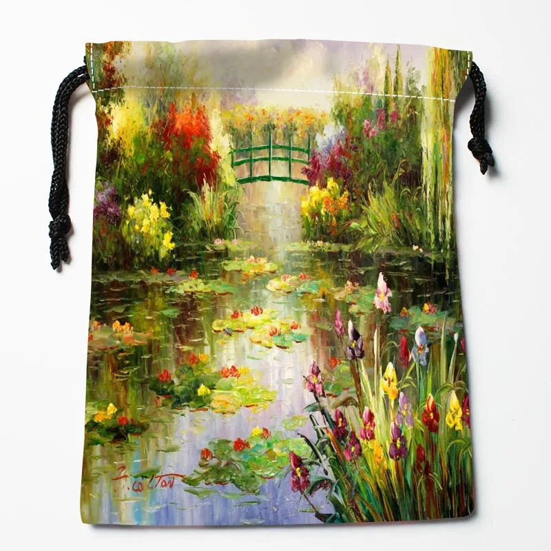 

Best Claude Monet painting Drawstring Bags Custom Storage Printed Receive Bag Compression Type Bags Size 18X22cm Storage Bags