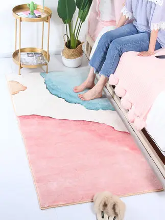 

Cute Pink Carpet Soft Bedside Bedroom Non-slip Rectangular Floor Mat