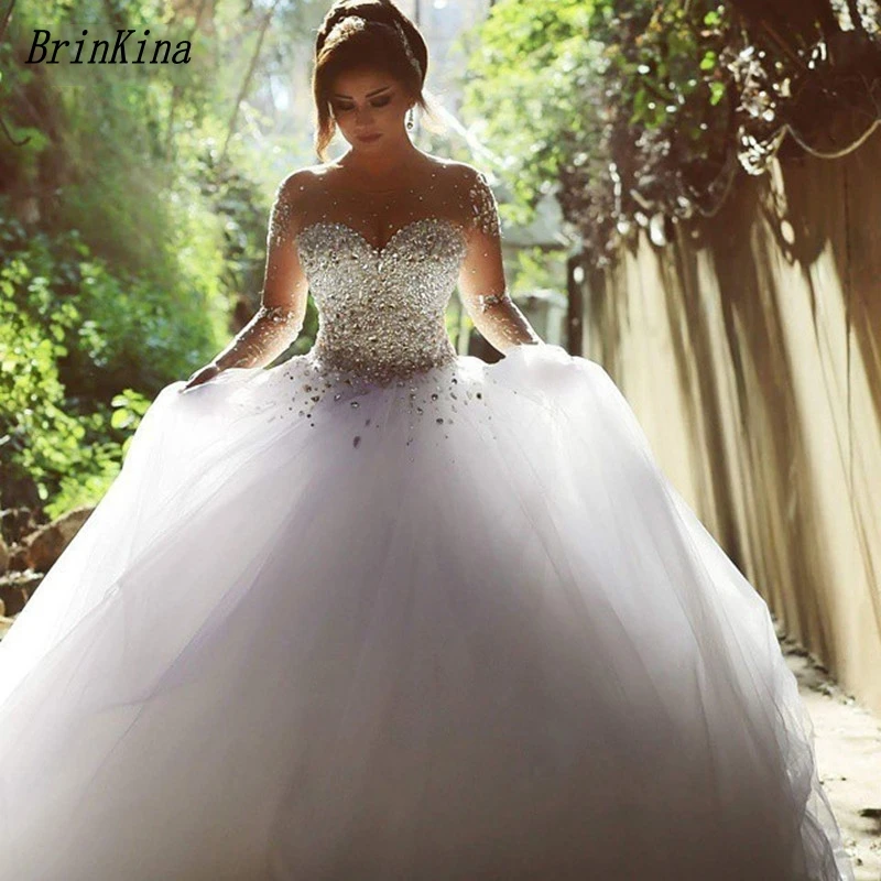 Brinkina Vestidos de Novias Прозрачное платье для невесты большие размеры Роскошные