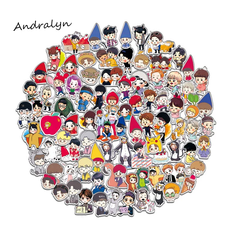 

120 Pcs Q Version EXO Expression Gratiffi Stickers For Luggage Laptop Notebook Car Motorcycle Toy Phone For Hand Account Sticker