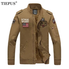 TIEPUS, новинка, зимняя мужская куртка, плюс бархат, теплая, с вышивкой, куртка-бомбер, мужская мода, пальто, тактическая куртка для мужчин, размер M~ 3XL, 4XL