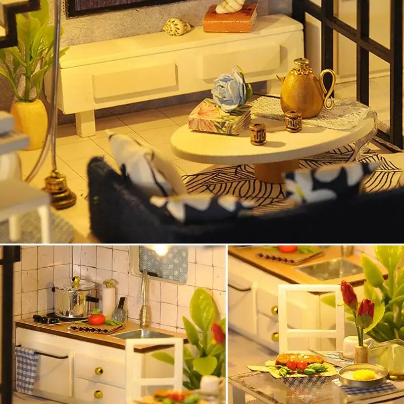 

Doll House Furniture DIY Wooden Miniature Dollhouse Toys for Children Gift