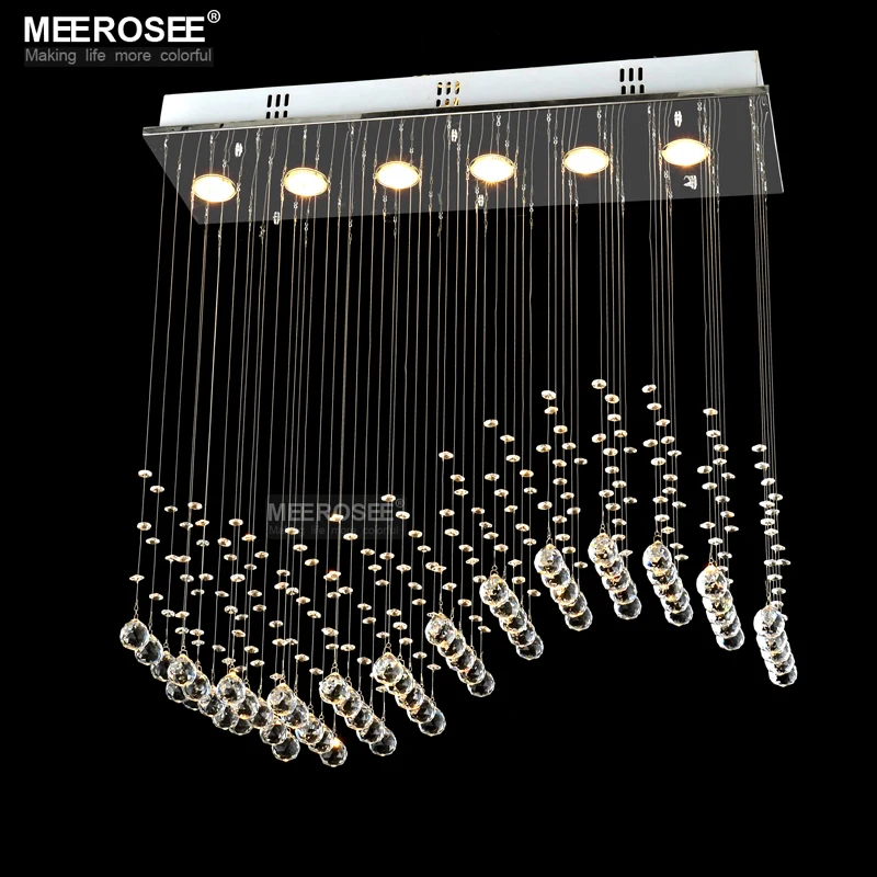 

Rectangle Crystal Ceiling Light fixture GU10 bulbs Crystal Curtain Wave ceiling Lights for Dining room Prompt Shipping