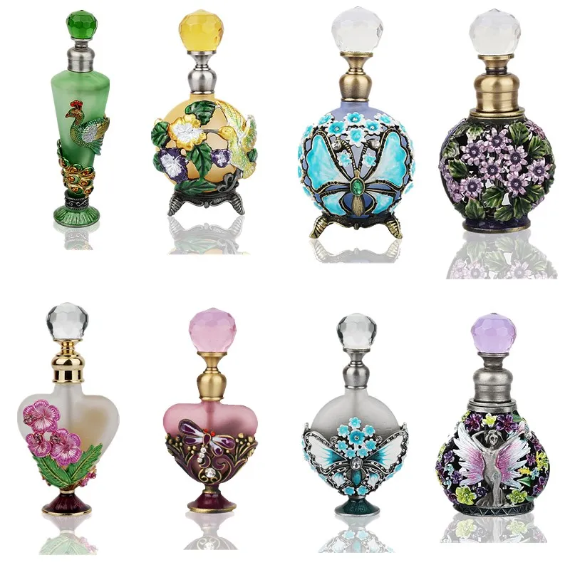 H&D 5Kinds Empty Refillable Perfume Bottle Cosmetic Container Gifts for Lady Vintage Retro Glass Container vintage pen holder storage container desk organizer violin figurine office tabletop box desktop