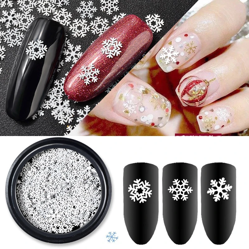 

New Ultra-thin Christmas Snowflake Nail Sequins White Snowflake Computer Chips Nail Glitter Paillette DIY Nail Art Decorations