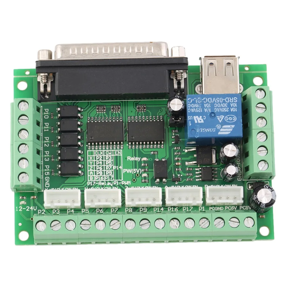 

Upgraded 5 Axis CNC Interface Adapter Breakout Board For Stepper Motor Driver Mach3 +USB Cable