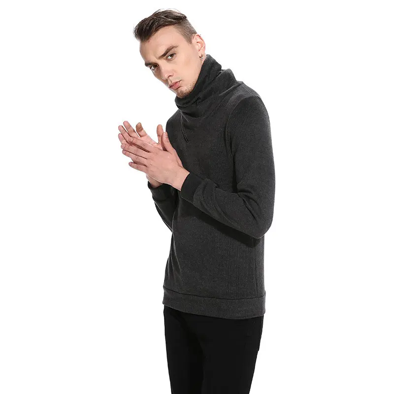 Мужской Топ дизайн молния Декор водолазка Твердые свитера Slim fit пуловер Одежда для мужчин длинный рукав свитера для мужчин