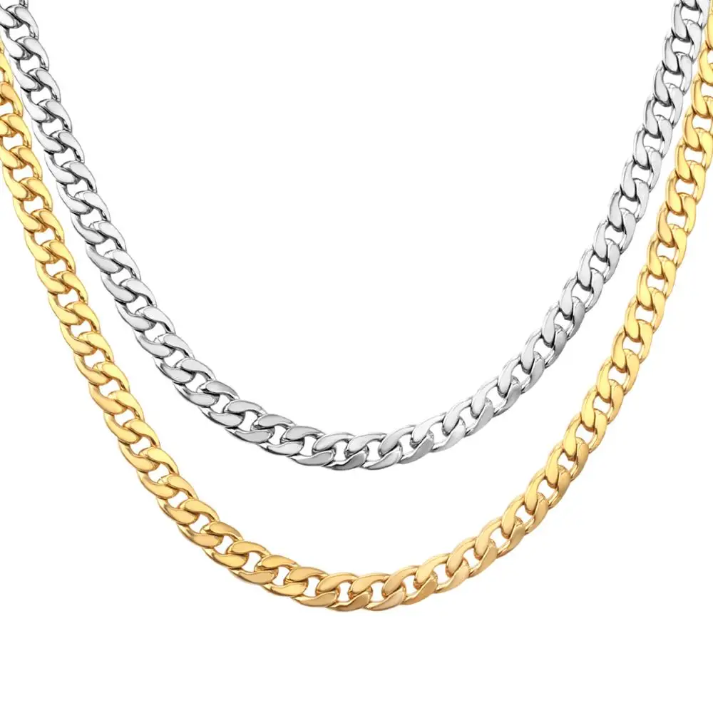 Luxukissids серебряная цепочка на шею для мужчин и женщин 5 мм/7 мм 316L Нержавеющая сталь ожерелье s длинная Мужская цепочка