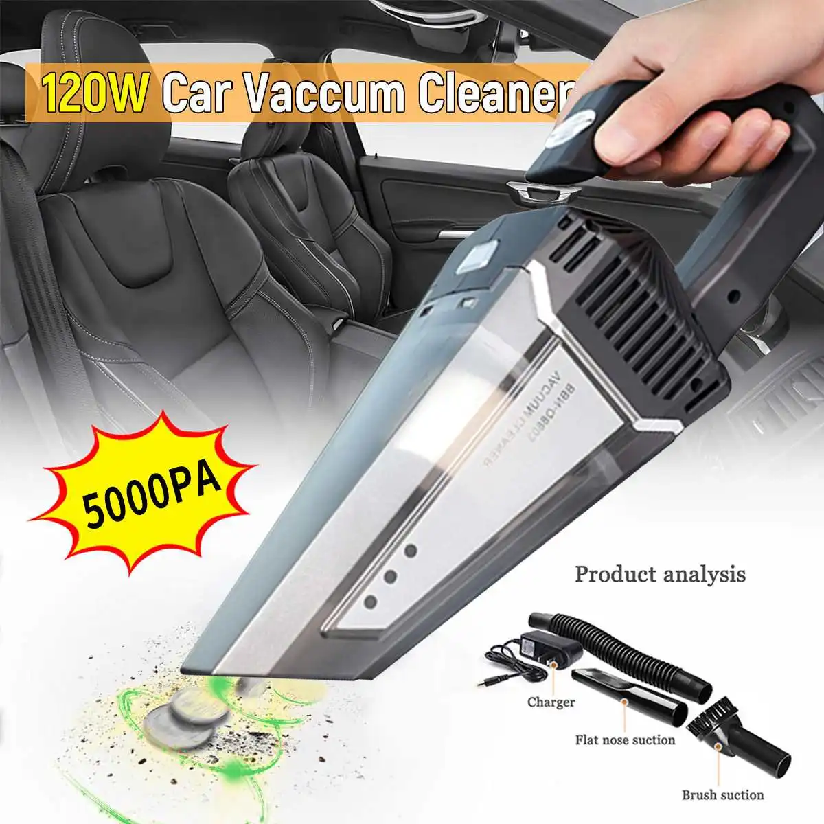 

12V 120W Cordless Handheld Rechargeable Portable Vacuum Cleaner Car Wet Dry Powerful Vaccum Cleaner For Home Car Cleaning