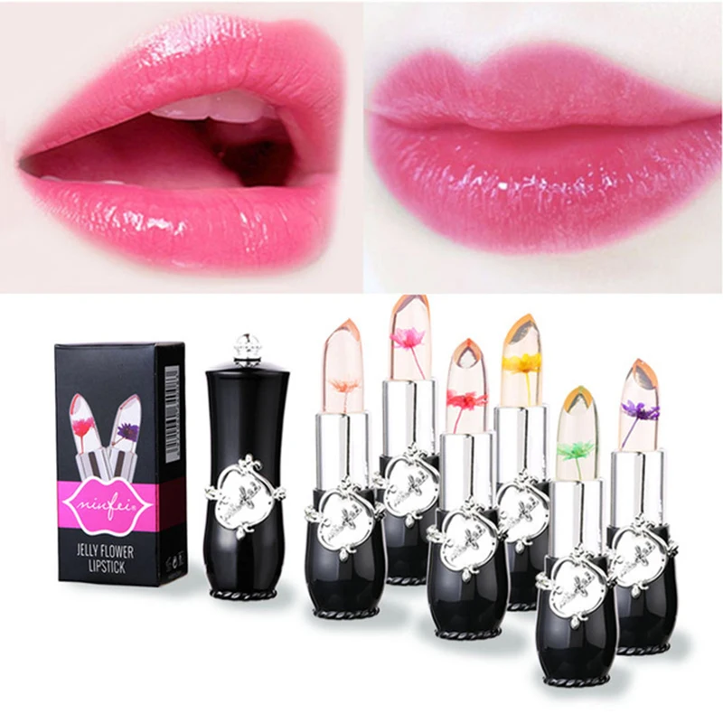 MINFEI Moisturizer Flower Black Lipstick Temperature Change Color Waterproof Jelly Lip Stick Sexy Transparent Crystal Lip Balm MINFEI Moisturizer Flower Black Lipstick Temperature Change Color Waterproof Jelly Lip Stick Sexy Transparent Crystal Lip Balm