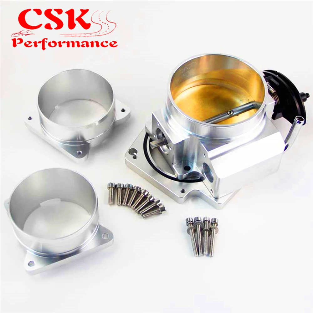 102mm Throttle Body/ Plate + Mass Air Flow MAF Adapter Ends Fits For 98