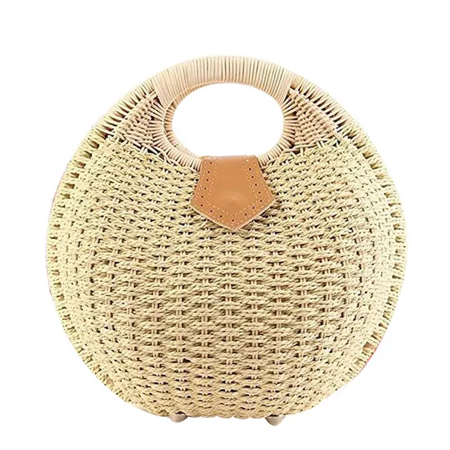 round straw beach bag