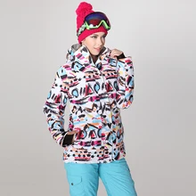 Winter sports ski jackets women snowboard jacket GSOU graffiti print mountain skii veste ski jas dames femme -30 skiwear