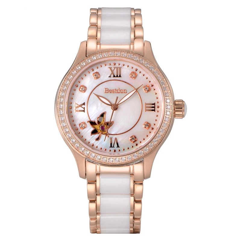 Bestdon, роскошные Брендовые женские часы-браслет, сапфировое стекло, керамика, для девушек, автоматические механические наручные часы, женские белые часы