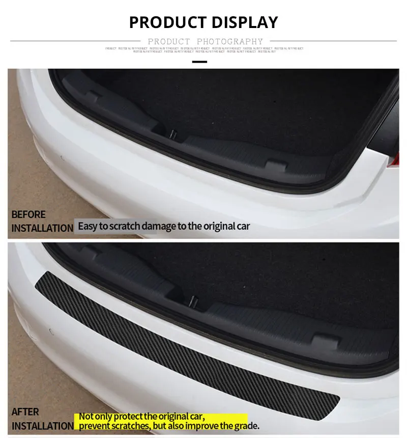 Car Rear Bumper Guard Sticker Trunk Guard Plate Protector Carbon Fiber Door Sill Trim Cover Pad Car Stickers Styling Accessories (7)