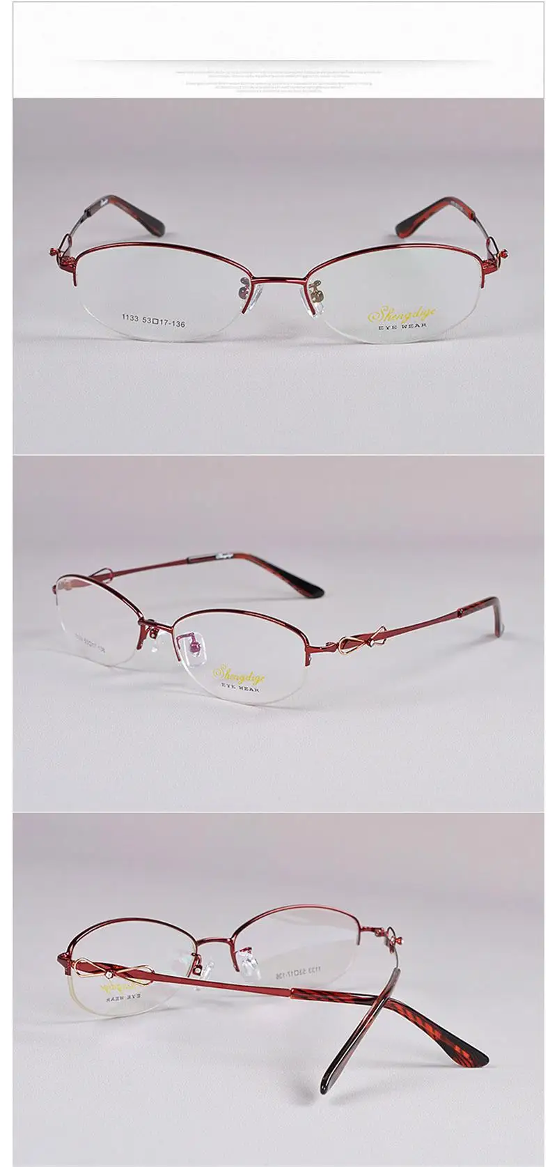 Высококачественные женские очки оправа полуободковая оптическая очки для чтения при близорукости по рецепту - Цвет оправы: 2