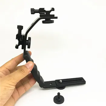 

Metal Dual Flash Bracket Holder Hot Shoe Flash Holder Mount for DSLR Video Light L Type Handle Grip for gopro Photography